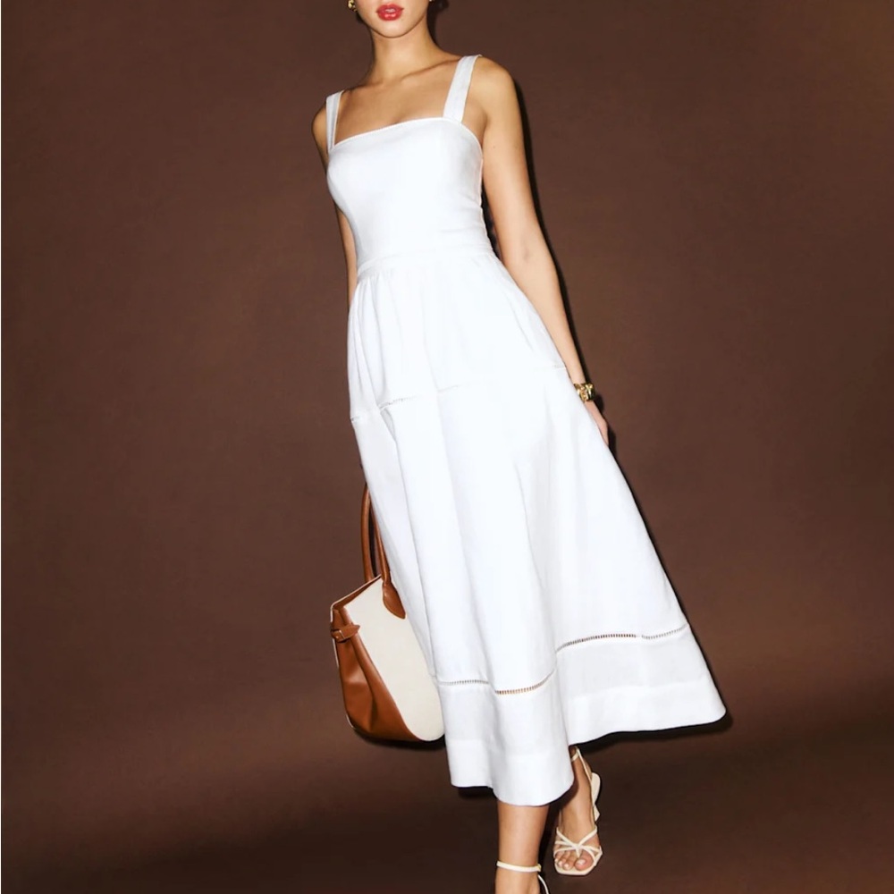 Reformation Everett Linen Dress White